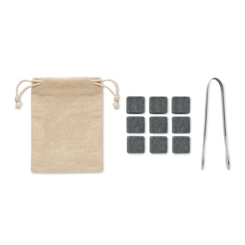Set pentru whisky, 10 piese, 13x10,9x3,8 cm, Everestus, 20SEP0645, Piatra, Bambus, Natur