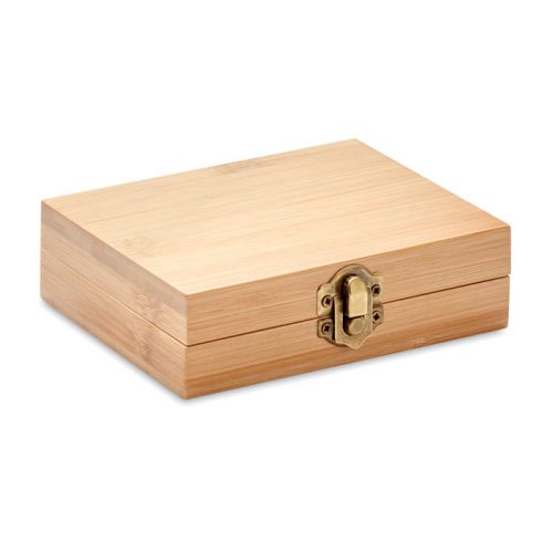 Set pentru whisky, 10 piese, 13x10,9x3,8 cm, Everestus, 20SEP0645, Piatra, Bambus, Natur