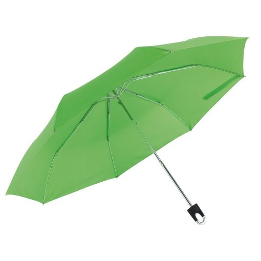 Umbrela buzunar 98 cm, maner cu agatatoare, verde deschis, Everestus, UB39TT, aluminiu, fibra de sticla, poliester, sac inclus