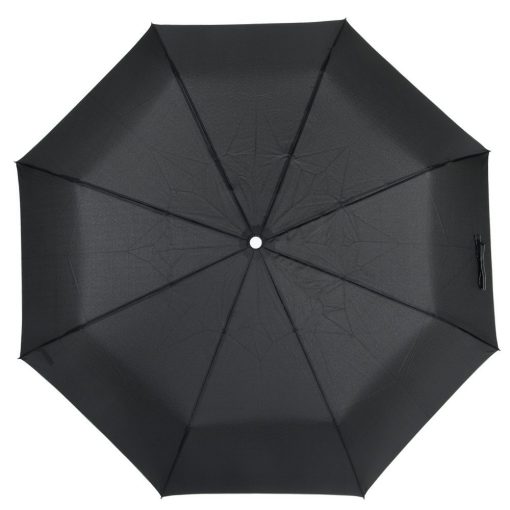 Umbrela de buzunar automata antivant 97 cm, ax metalic, negru, alb, Everestus, UA43SE, fibra de sticla, poliester, sac inclus