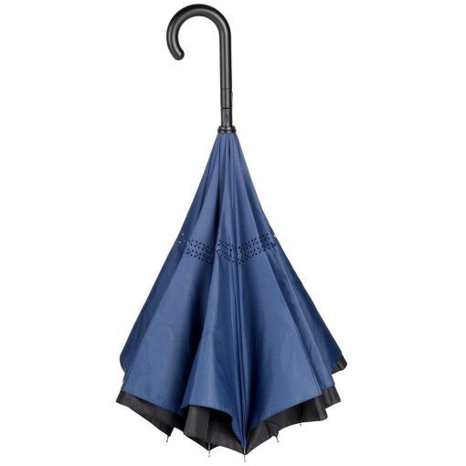 Umbrela automata 105 cm, reversibila, albastru, negru, Everestus, UA39OE, metal, fibra de sticla, poliester, saculet inclus