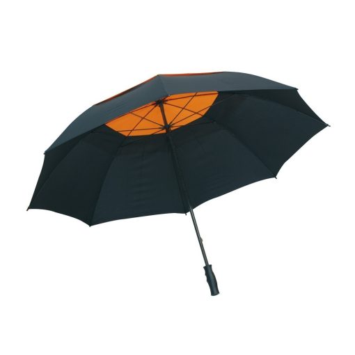 Umbrela golf 132 cm, sistem de ventilatie, negru si portocaliu, Everestus, UG09MN, fibra de sticla, nailon, saculet inclus
