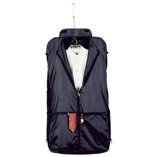 Husa pentru costum cu buzunar frontal, negru, Everestus, GU10LS, poliester 600D, saculet de calatorie si eticheta bagaj incluse