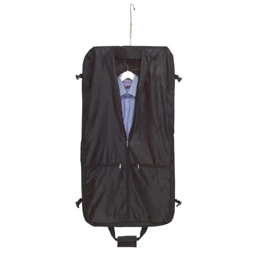 Husa pentru costum cu agatatoare din metal, negru, Everestus, GU11SG, poliester 600D, saculet si eticheta bagaj incluse