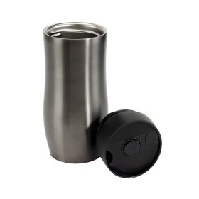   Cana de calatorie 380 ml cu perete dublu, argintiu, Everestus, CC05CO, otel inoxidabil, plastic