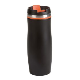   Cana de voiaj cu perete dublu, 400 ml, Everestus, DK03, otel inoxidabil, plastic, negru, portocaliu