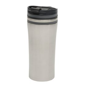  Cana de voiaj 400 ml, insertii colorate, perete dublu, Everestus, LA02, otel inoxidabil, argintiu, gri