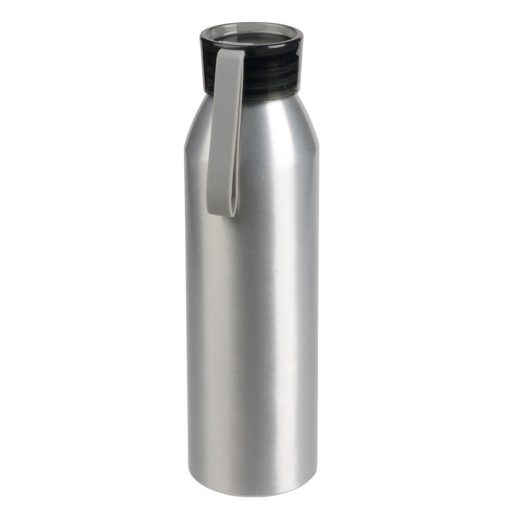Sticla de apa 650 ml, cu agatatoare, Everestus, 20FEB0065, Aluminiu, Plastic, Silicon, Gri, saculet inclus