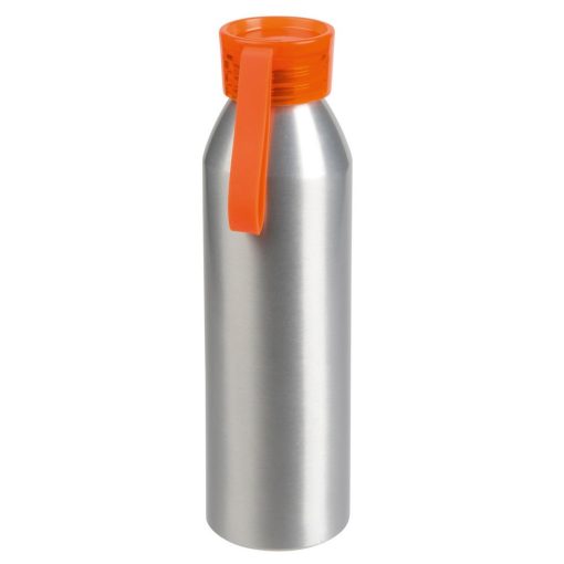 Sticla de apa 650 ml, cu agatatoare, Everestus, 20FEB0069, Aluminiu, Plastic, Silicon, Portocaliu