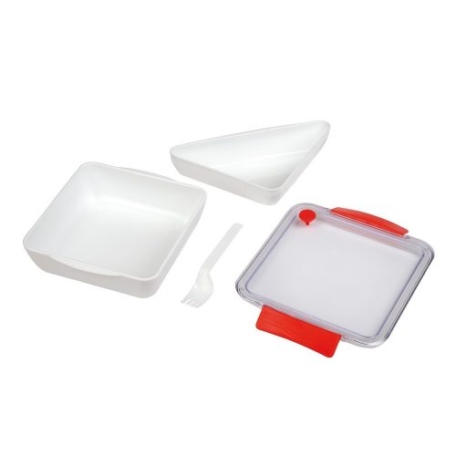 Caserola pranz, Everestus, CAE14, plastic, silicon, alb, rosu