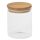 Borcan, Everestus, 21OCT0030, 450 ml, Ø8.5 x 10.5 cm, Sticla, Bambus, Silicon, Maro, Transparent