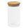 Borcan, Everestus, 21OCT0031, 700 ml, Ø8.5 x 15.5 cm, Sticla, Bambus, Silicon, Maro, Transparent