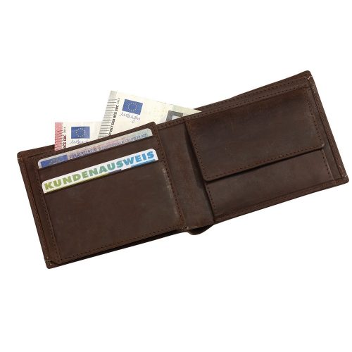 Portofel maro pentru carduri, carti de vizita si bancnote, Everestus, PO13WE, piele, 115x91x19 mm