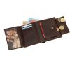 Portofel maro cu 6 buzunare carduri si 2 buzunare bancnote, Everestus, PO14WE, piele, 120x100x22 mm