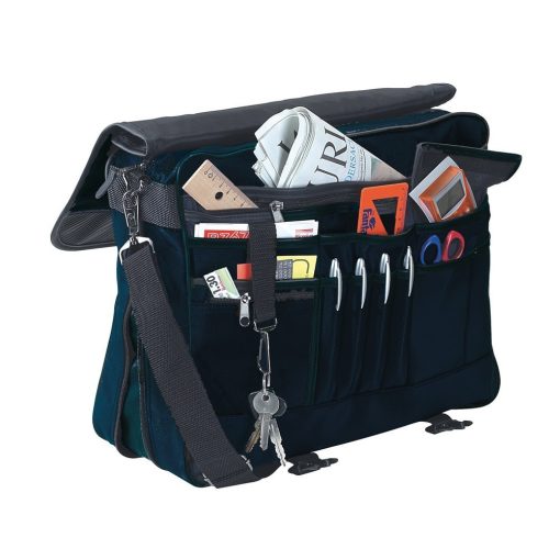 Geanta documente, albastru si negru, Everestus, GD04AI, poliester, saculet de calatorie si eticheta bagaj incluse