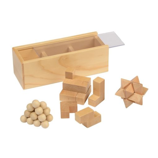 Set de jocuri puzzle, maro, Everestus, JM01BR, lemn, plastic, saculet de calatorie inclus