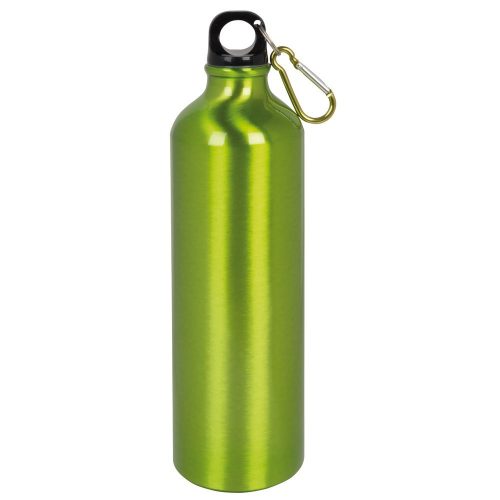 Sticla de apa 750 ml cu carabina asortata, Everestus, 20IAN1477, Verde, Aluminiu, Plastic, saculet inclus