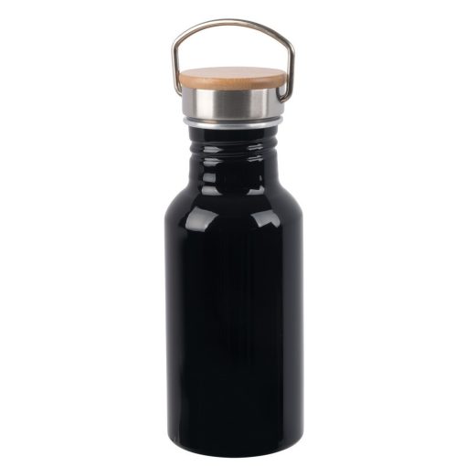Sticla sport pentru apa, 21MAR1846, 500 ml, Ø 7.3x19 cm, Everestus, Aluminiu, Otel, Bambus, Negru