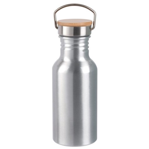 Sticla sport pentru apa, 21MAR1848, 500 ml, Ø 7.3x19 cm, Everestus, Aluminiu, Otel, Bambus, Argintiu