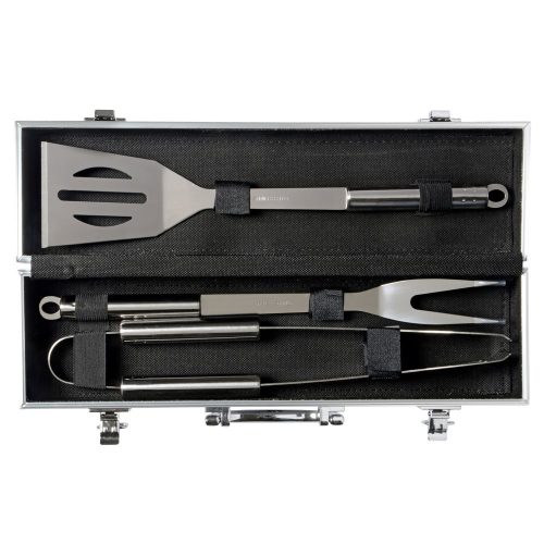 Trusa pentru barbeque 3 piese, argintiu, Everestus, UG08RT, otel inoxidabil, aluminiu