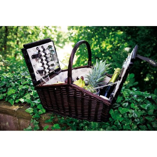Cos de picnic din rachita, 4 persoane, maro, Everestus, CP02RK, lemn