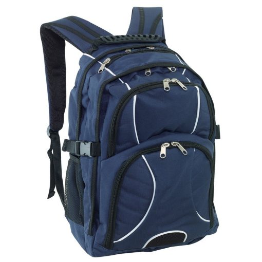 Rucsac albastru, negru, Everestus, RU21HE, poliester 600D, saculet de calatorie si eticheta bagaj incluse