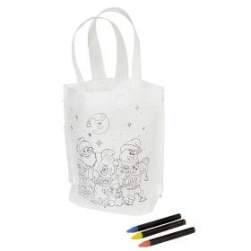   Sacosa de colorat cu design de Craciun, 21 x 21 cm, Everestus, 20SEP0987, Polipropilena, Alb