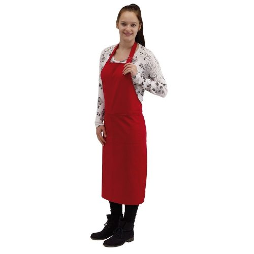 Sort de bucatarie cu bucla ajustabila, 2 buzunare, Everestus, SB13, poliester, bumbac, rosu