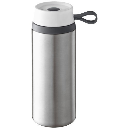 Cana de calatorie 350 ml, perete dublu, Everestus, FW, otel inoxidabil exterior, plastic interior, argintiu