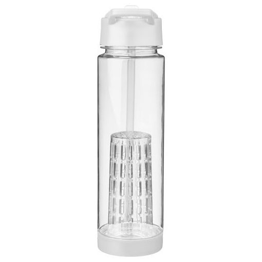 Sticla apa cu infuzor, 740 ml, fara BPA, Everestus, TF06, tritan, transparent, alb, saculet de calatorie inclus