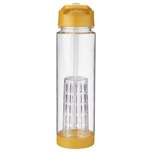 Sticla apa cu infuzor, 740 ml, fara BPA, Everestus, TF07, tritan, transparent, galben, saculet de calatorie inclus