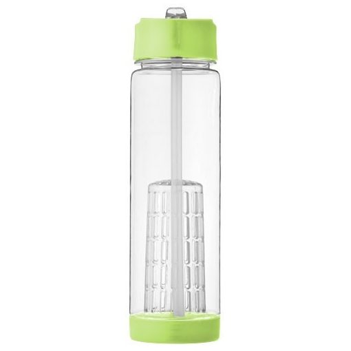 Sticla apa cu infuzor, 740 ml, fara BPA, Everestus, TF02, tritan, transparent alb, verde lime, saculet de calatorie inclus