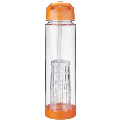 Sticla apa cu infuzor, 740 ml, fara BPA, Everestus, TF03, tritan, transparent alb, portocaliu