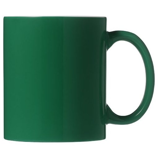 Cana ceramica 330 ml cu maner si exterior colorat, Everestus, 20IAN1142, Verde, Alb