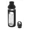 Sticla sport 590 ml, Everestus, HR, sticla, silicon si pp plastic, negru, transparent