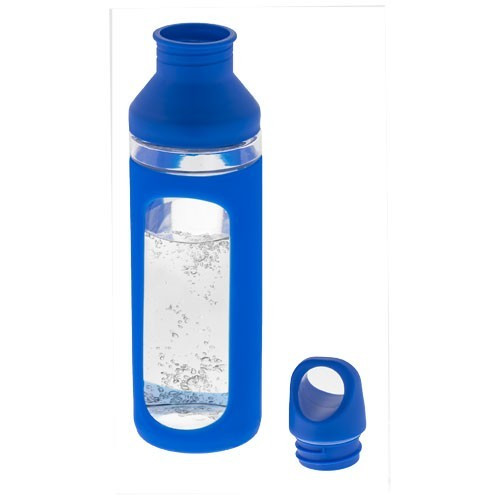 Sticla sport 590 ml, Everestus, HR, sticla, silicon si pp plastic, albastru, transparent