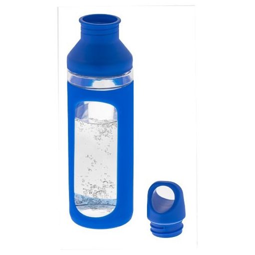 Sticla sport 590 ml, Everestus, HR, sticla, silicon si pp plastic, albastru, transparent, saculet de calatorie inclus