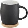 Cana 400 ml cu suport din lemn, Everestus, HH, ceramica, negru, alb