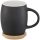 Cana 400 ml cu suport din lemn, Everestus, HH, ceramica, negru, alb