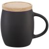 Cana 400 ml cu suport din lemn, Everestus, HH, ceramica, negru, albastru