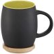 Cana 400 ml cu suport din lemn, Everestus, HH, ceramica, negru, verde