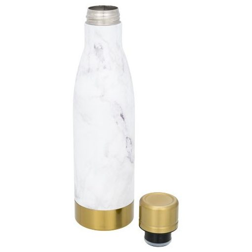 Sticla termoizolanta cu aspect de marmura, perete dublu, 500 ml, Everestus, VA, otel inoxidabil, alb, auriu, saculet inclus