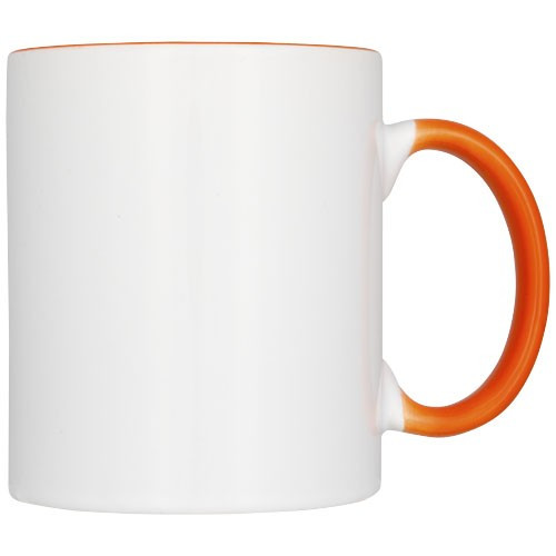 Cana ceramica 330 ml cu interior si maner colorat, Everestus, 20IAN1158, Portocaliu