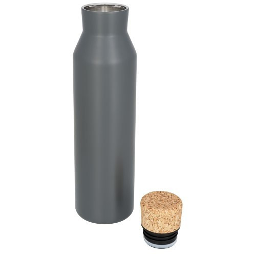 Sticla termoizolanta 590 ml, perete dublu, fara condens, capac din pluta, Everestus, NE, otel inoxidabil, gri