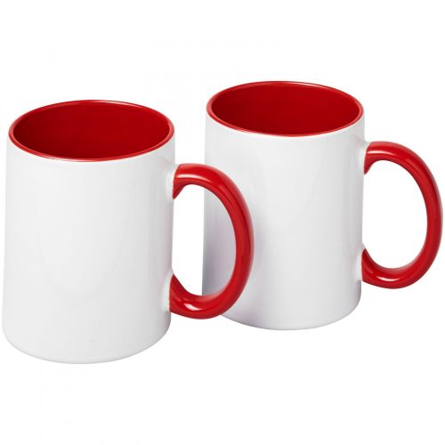 Set 2 cani de 330 ml, Everestus, 20FEB0769, Ceramica, Rosu