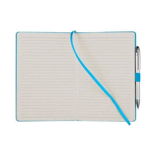Agenda A5 cu pagini dictando, coperta cu elastic, Everestus, FX01, carton, albastru deschis, lupa de citit inclusa
