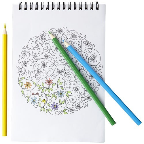 Set 12 creioane colorate cu carnetel inclus, Everestus, 20IAN998, Alb, Hartie