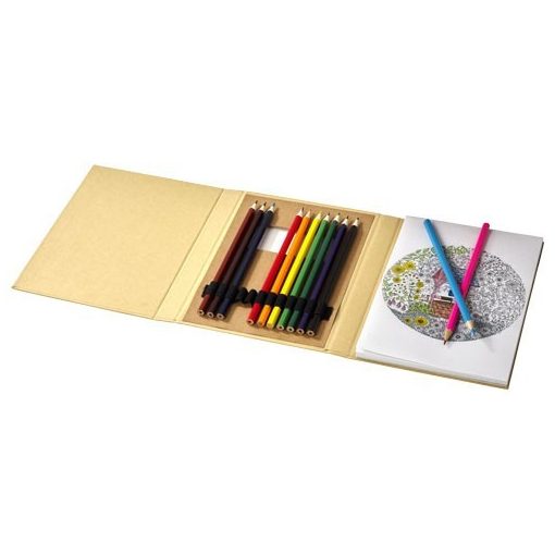 Set 12 creioane colorate, cu hartie de desenat, Everestus, 20IAN1001, Alb, Hartie, saculet de calatorie inclus