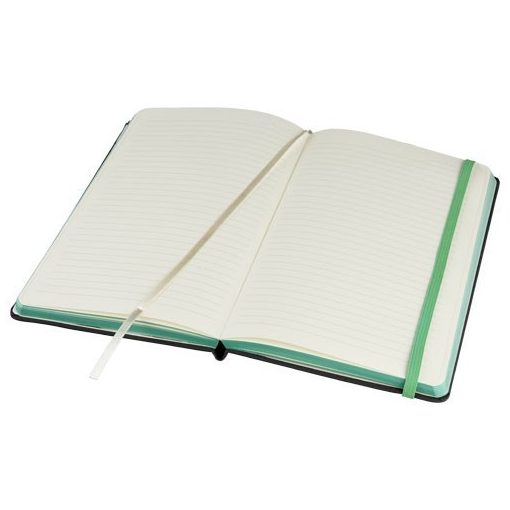 Carnetel A5 cu coperta tare, 80 pagini cu liniatura, Everestus, FE, tesatura, negru, verde