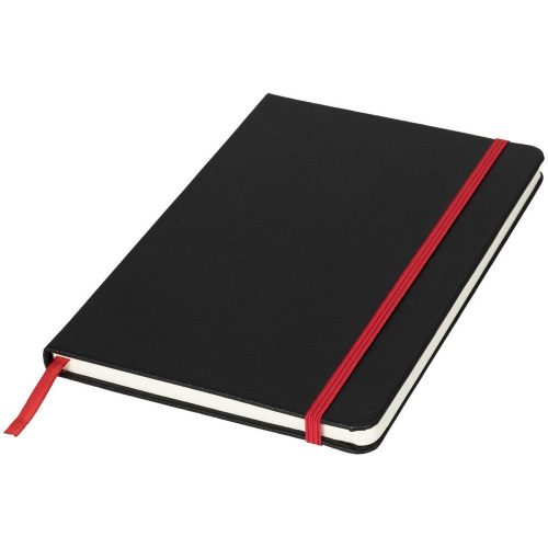 Agenda A5 cu pagini dictando, coperta tare cu elastic, Everestus, LT02, pu, negru, rosu, lupa de citit inclusa